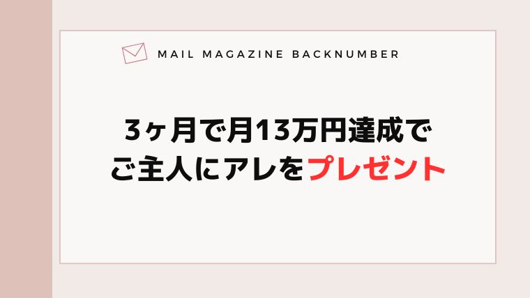 3ヶ月で月13万円達成でご主人にアレをプレゼント